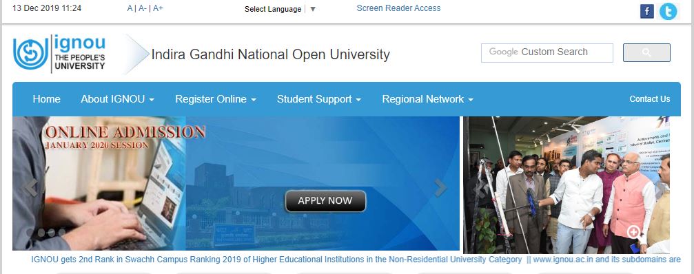 ಇಗ್ನೋ: 2020ರ ಪ್ರವೇಶ ಪ್ರಕ್ರಿಯೆ ಪ್ರಾರಂಭ ಇಗ್ನೋ: 2020ರ ಪ್ರವೇಶ ಪ್ರಕ್ರಿಯೆ ಪ್ರಾರಂಭ