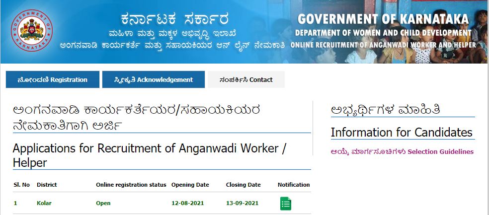 ಕೋಲಾರ ಅಂಗನವಾಡಿ ಕೇಂದ್ರಗಳಲ್ಲಿ 171 ಕಾರ್ಯಕರ್ತೆ ಮತ್ತು ಸಹಾಯಕಿ ಹುದ್ದೆಗಳ ನೇಮಕಾತಿ ಕೋಲಾರ ಅಂಗನವಾಡಿ ಕೇಂದ್ರಗಳಲ್ಲಿ 171 ಕಾರ್ಯಕರ್ತೆ ಮತ್ತು ಸಹಾಯಕಿ ಹುದ್ದೆಗಳ ನೇಮಕಾತಿ